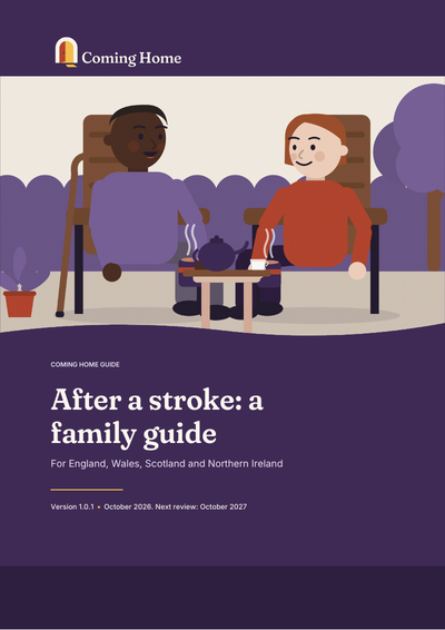 Front cover of the Coming Home guide to After a stroke