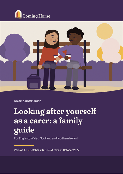 Front cover of the Coming Home guide to Looking after yourself as a carer