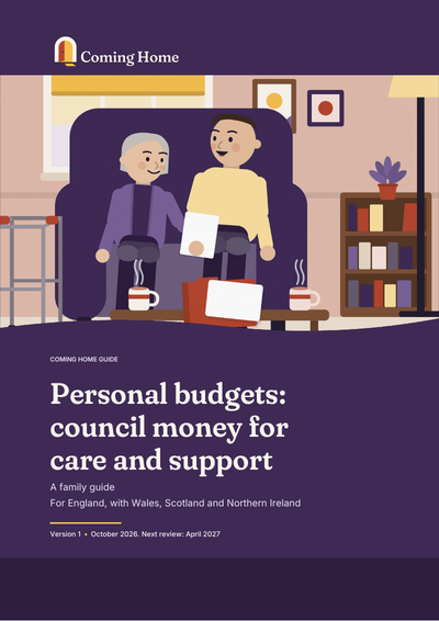 Front cover of the Coming Home guide to Personal budgets