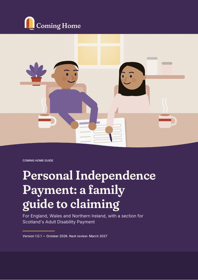 Front cover of the Coming Home guide to Personal Independence Payment