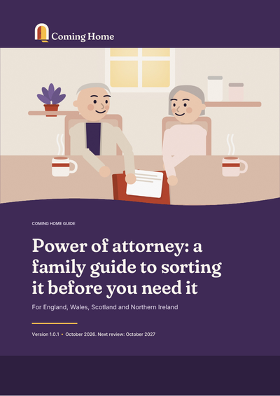 Front cover of the Coming Home guide to Power of attorney